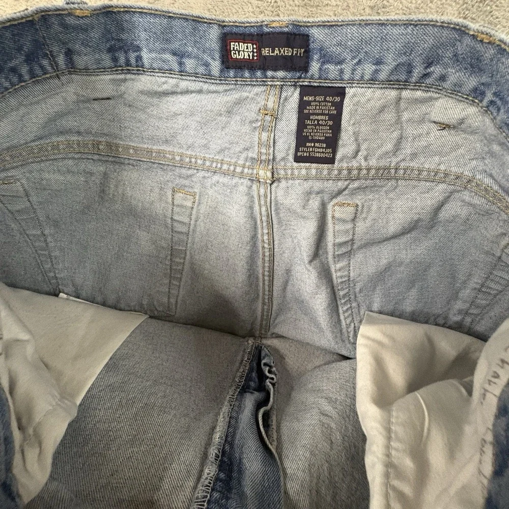 Faded Glory Men's 40.5x29 Blue Relaxed Fit Medium/Light Wash Y2K Jeans SEE DESC